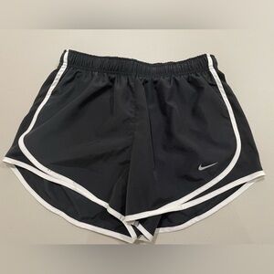 Nike Black and White Athletic Shorts with Curved Hem
